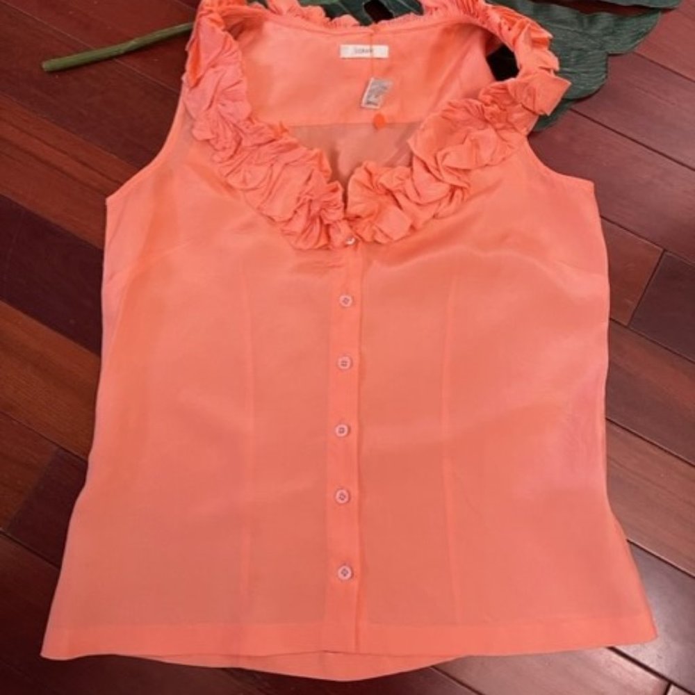 J. Crew Silk Ruffle Neck Top